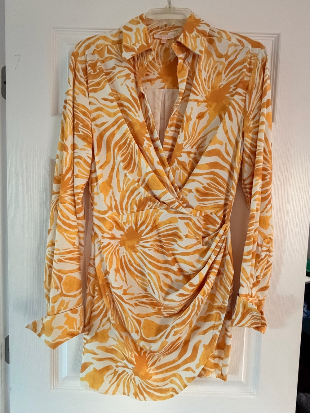 Luxxel Orange and White Zebra-Print Blouse